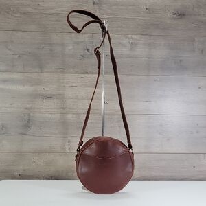 Portland Leather Deep Chestnut Round Leather Crossbody Bag